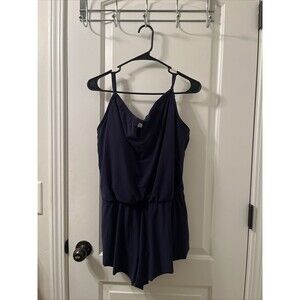 Aqua Green Women's Blue Swimsuit Shorts Romper Pockets Size L Blue